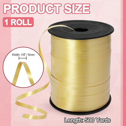 Luomorgo Gold Curling Ribbon, 500 Yards/1 Roll Balloon Ribbon | Plastic Thin - Image 3