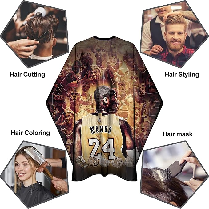 Barber Capes for Men Hair Cutting Salon Cape with Snaps Hairdresser Gown Stylist Cape- 63”× 56”