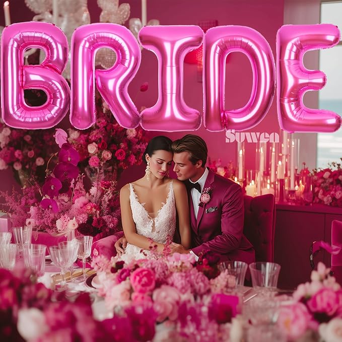 SUWEN 40 Inch Hot Pink Large S Letter Balloons Big Foil Helium Letter A-Z | - Image 4