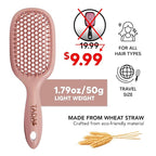 TADA Natural Beauty Hair Brush Detangler for Curly, Thick, Wavy, and Thin Hair - Ventilation Holes for Quick Drying and Styling, Detangler Brush for Women, Men, Kids (4 Colors) (Mauve)