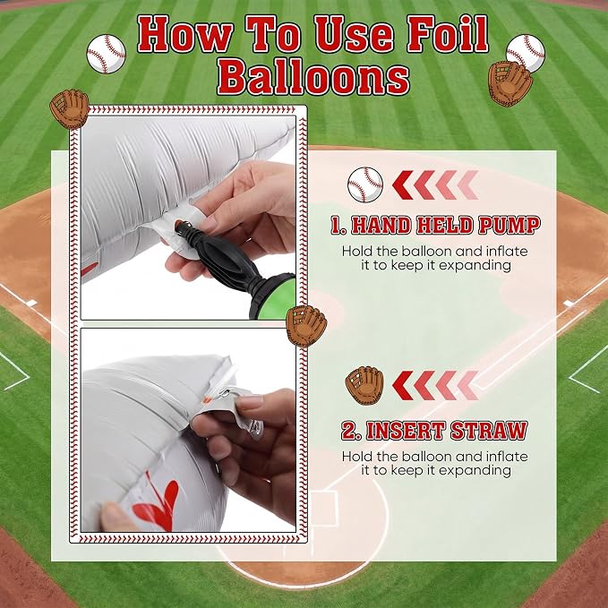 Jenaai Number 11 Baseball Balloons White Red and Blue Baseball Glove Balloons - Image 5