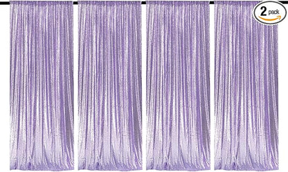 JYFLZQ Lavender Sequin Backdrop Curtains 2ft x 8ft 4 Panel Glitter Photo Booth by JYFLZQ