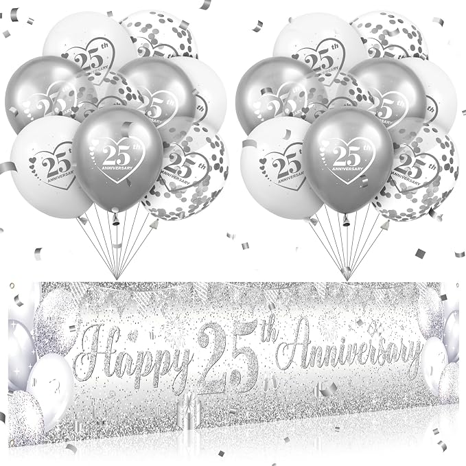 Silver 25th Wedding Anniversary Decorations by CASLON