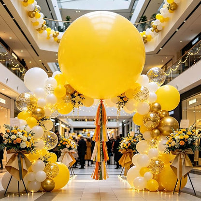 5Pcs Yellow Big Balloons 36 Inch, Round Large Latex Party Balloons - Image 7