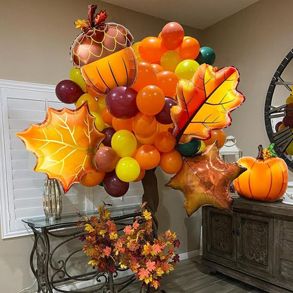 Jobkoo Fall Balloons Thanksgiving Decorations Orange Pumpkin Maple Leaf Pine - Image 6