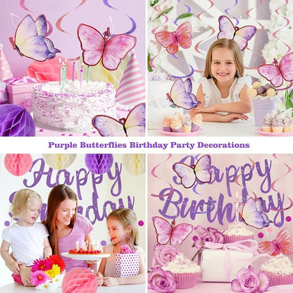 YEOCU Birthday Decorations, No DIY Pre-Strung Happy Birthday Banner | Purple - Image 5