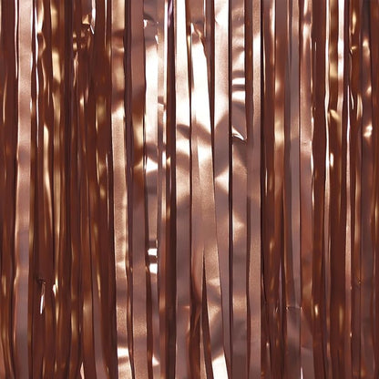 PartyWoo Metallic Brown Foil Fringe Tinsel Streamers 2pcs 6.6FT Backdrop | - Image 2