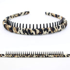 Leopard Print hairbands,hair Headbands for women,Fashion Hair Accessories,Non-slip Resin comb teeth hair hoop ((Pack of 4))