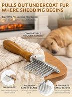 TAKAVU Dematting Fur Rake Comb Brush for Dogs & Cats - Undercoat Comb with Safety Blades for Removing Knots, Mats & Tangles - Grooming Tool for Poodles, Doodles, Long Haired Pets