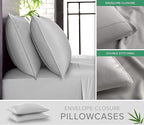 Queen Pillowcases by Pure Bamboo, Genuine 100% Organic Viscose Derived from Bamboo, Luxuriously Soft & Cooling, Double Stitching, Envelope Closure (2 Queen Pillowcases, Silver Pearl)