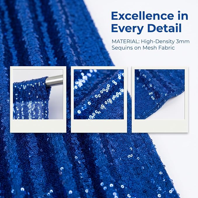 ShinyBeauty 10x10FT Royal Blue Sequin Backdrop Curtain - Image 5