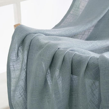 MIULEE Dusty Blue Short Linen Curtains 52x45 Inch Long 2 Panels - Image 6