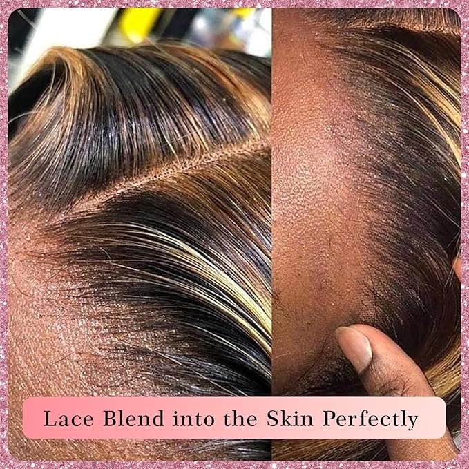 Body Wave Lace Front Wig 4/27 Honey Blonde Highlight Ombre Pre plucked Bleached Knots 13x4 Full Frontal Lace Wig Human Hair Skinlike HD Lace Invisible 0.10mm Ultra-Thin 100% Real Human Hair