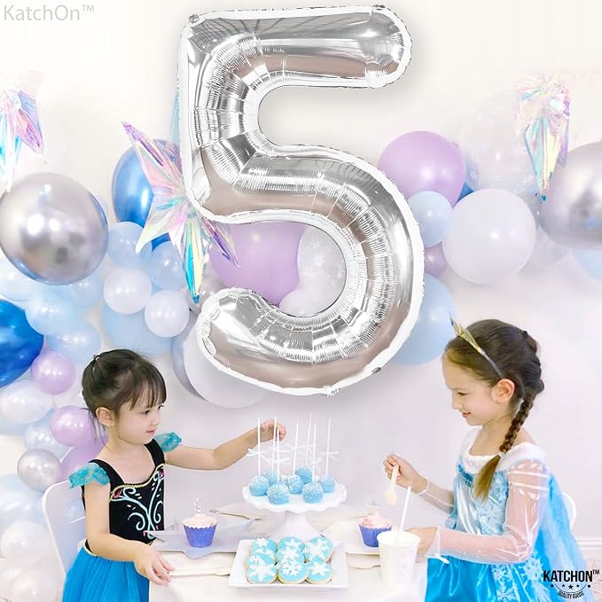 KatchOn Silver 5 Balloon Number 40 Inch | 5th Birthday Decorations, 5 Mylar - Image 8
