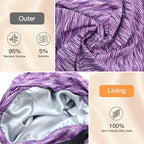 Silk Satin Lined Bonnet Sleep Cap - Adjustable Stay on All Night Hair Wrap Cover Slouchy Beanie for Curly Hair Protection for Women and Men - Heather Purple