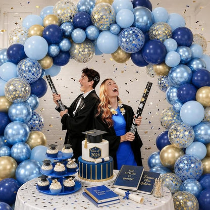 Navy Blue Gold Balloon, 60 Packs 12 Inch Metallic Blue and Macaron Blue Balloons - Image 4