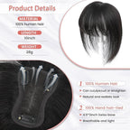 YAMI Hair Toppers for Women Real Human Hair Toppers for Women with Thinning Hair Topper with Bangs and All Hand-woven Swiss Base (Natural Black)