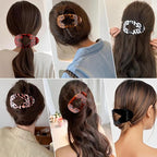 Large Flat Round Hair Clips Oval Claw Clips for Thick Medium Thin Hair 6Pcs Non Slip Strong Hold Barrettes Duckbill Accessories for Women Girls Leopard Tortoise Shell Color