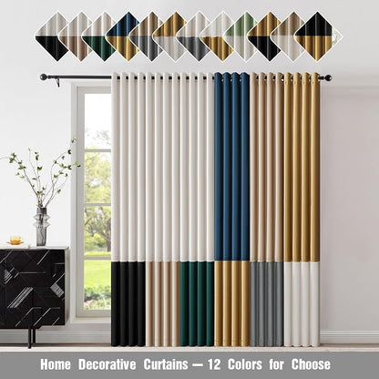BULBUL Luxury Color Block Velvet Curtains 102 inch - Image 7