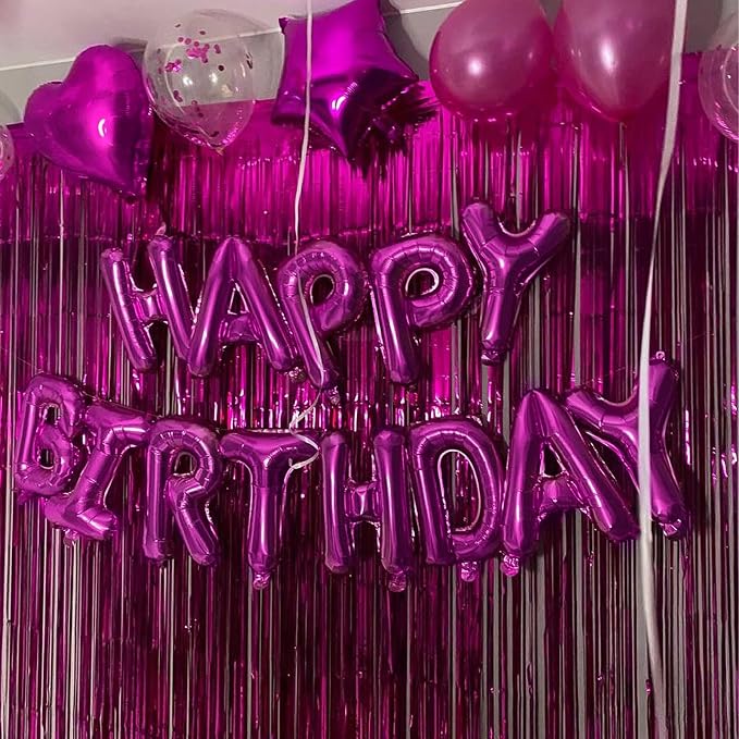 Hot Pink Happy Birthday Balloon Banner, 16 Inch Foil Mylar Happy Birthday - Image 5