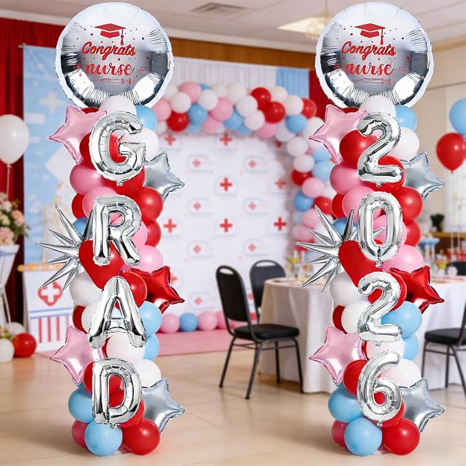 2 Set Adjustable Nurse Graduation Balloon Column Stand Kit Class of 2026 - Image 6