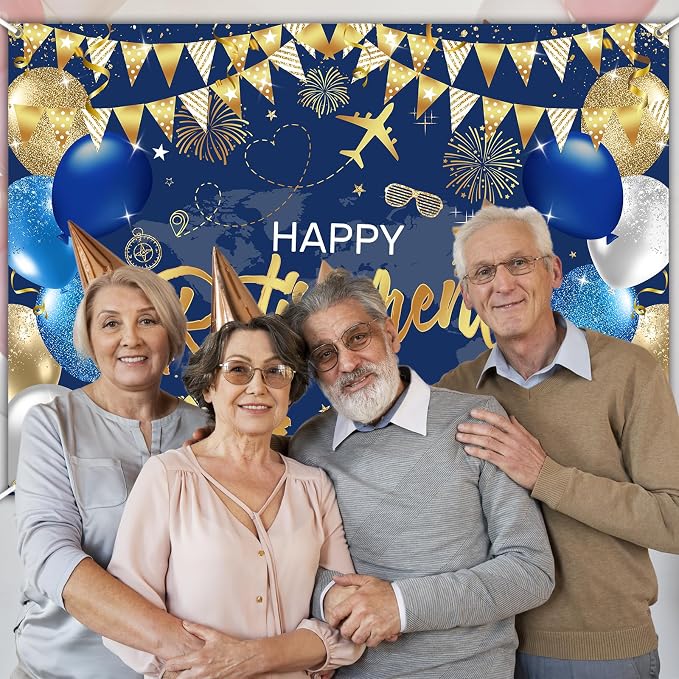 Mocsicka Happy Retirement Backdrop Pink Rose Gold Balloons Women Happy - Image 7