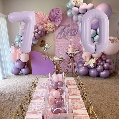 TONIFUL 40 Inch Pastel Purple Number 0 Balloon – Big Lilac Mylar Foil Number - Image 5