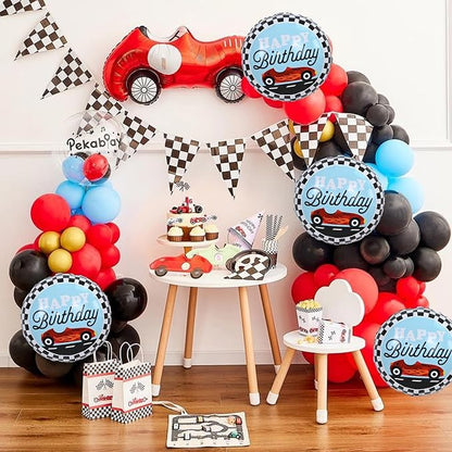 18 Inch Race Car Happy Birthday Balloons, Two Fast One Birthday Decor - Image 6