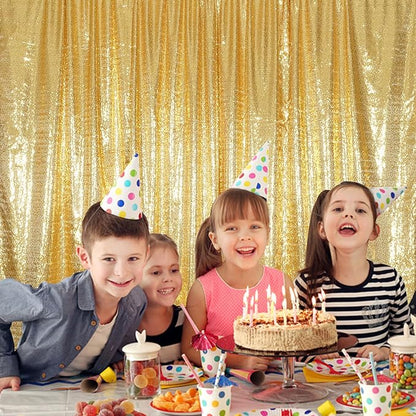 Juya Delight Gold Sequin Backdrop, 6FTx8FT NO See-Through Photobooth Backdrop - Image 2