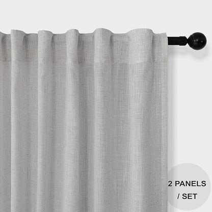 Grey Curtains 38 Inch Wide for Bedroom 2 Panels Rod Pocket Back Tab Loops Semi - Image 3