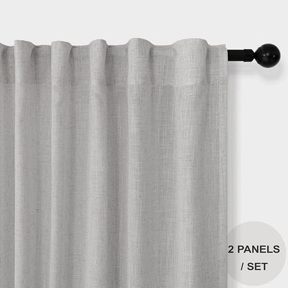 Grey Linen Curtains 63 Inch Length - Image 2
