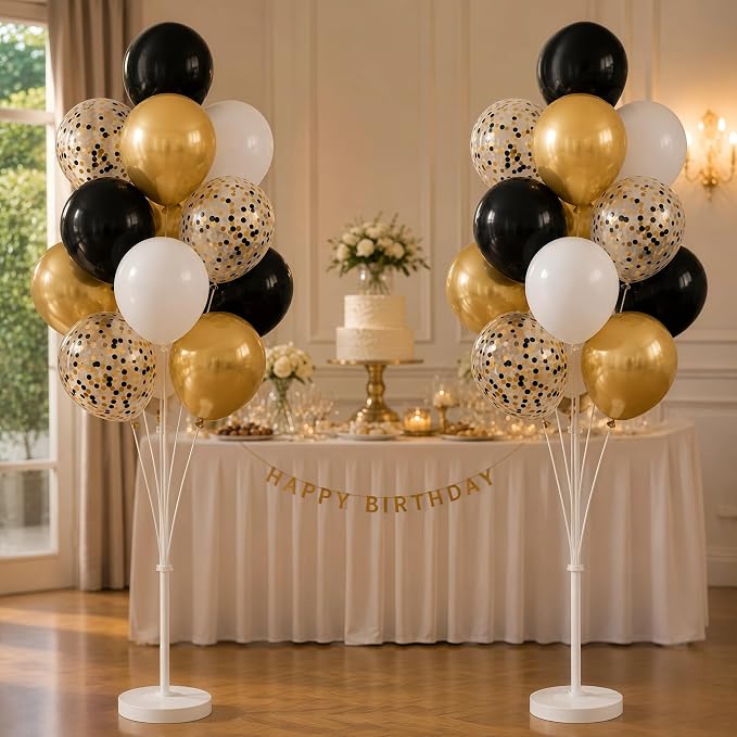 Black Gold Confetti Balloon Column Stand Kit Set of 2 - Image 9