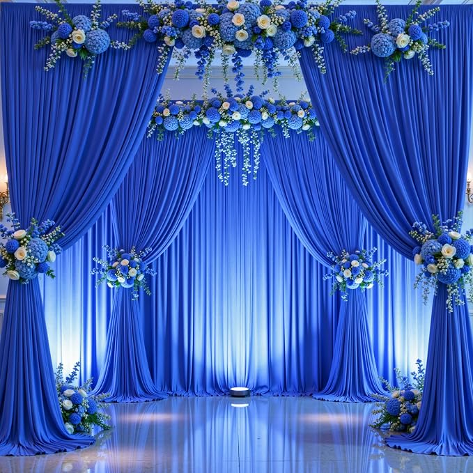 10 Panels Royal Blue Backdrop Curtains - Image 4