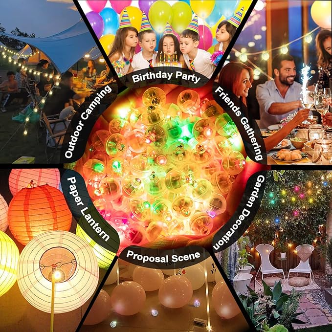 200pcs Multicolor LED Balloon Light, Rainbow Colored Round Led Flash Mini Ball - Image 7