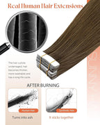 Sunny Hair Human Hair Tape in Extensions, Cool Brown Tape in Hair Extensions Human Hair 18 inch Straight Remy Tape in Human Hair Extensions 20Pcs 50g
