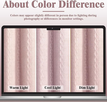 Pink 100% Boho Blackout Curtains 84 Inch 2 Panels - Image 8