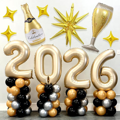 Light Gold 2026 Balloons, 40 Inch Number Champagne Gold Foil Balloons - Image 9