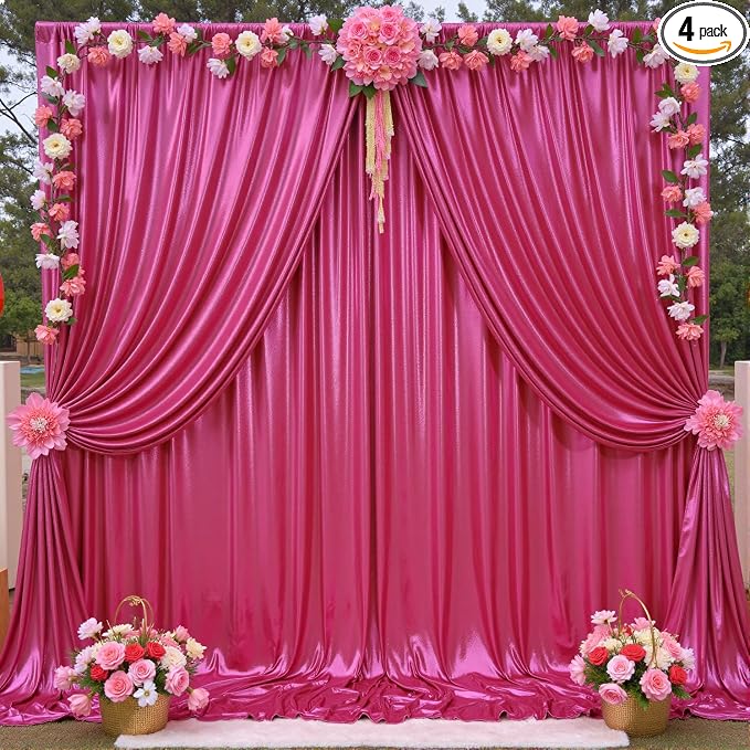 20x10ft Shimmer Hot Pink Sequin Backdrop Curtain by LeegleriTableSkirt