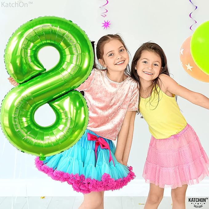 KatchOn Light Green Number 8 Balloon 40 Inch | Green Neon 8 balloon Number - Image 2