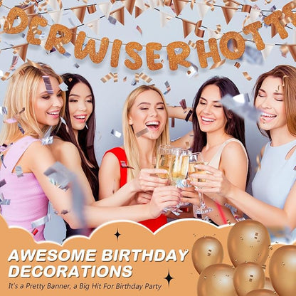 Fulmoon Set of 3 Pre Strung Older Wiser Hotter Glitter Banner Funny Birthday - Image 6