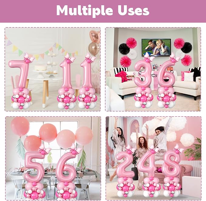 40 Inch Pink Number 8 Balloon for 8th Birthday Decoration Pastel Baby Pink - Image 5