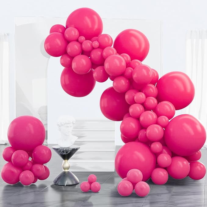 PartyWoo Hot Pink Balloons 100pcs Magenta Fuchsia Color 18 12 10 5 Inch | by PartyWoo