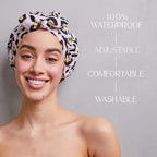 GRACE & COMPANY Luxury Shower Cap For Women - 100% Waterproof, Reusable, Washable & Breathable Shower Caps - Lucie