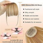 NAYOO Wispy Bangs Hair Clip - Blonde 100% Real Human Hair Clip in Bangs for Women Fringe with Temples Hairpieces for Daily Wear (Blonde, Wispy Bangs)