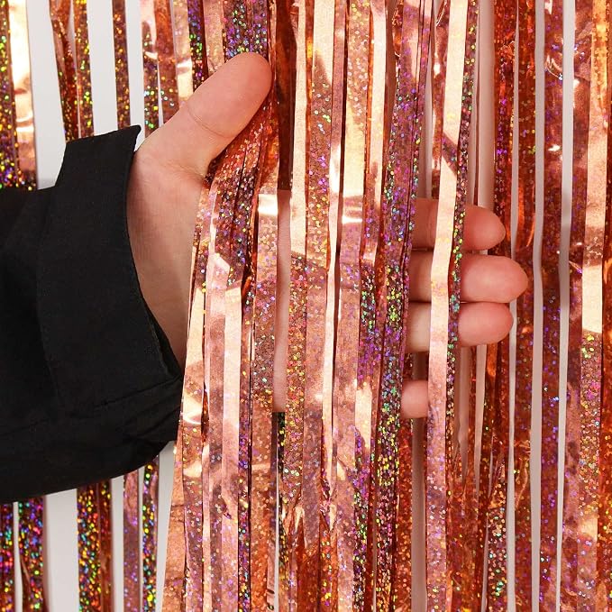 Tinsel Foil Fringe Curtain, 2 Pack Metallic Tinsel Curtain Backdrop - Image 3
