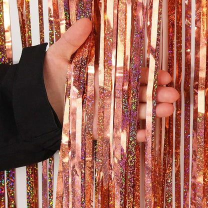 Tinsel Foil Fringe Curtain, 2 Pack Metallic Tinsel Curtain Backdrop - Image 3