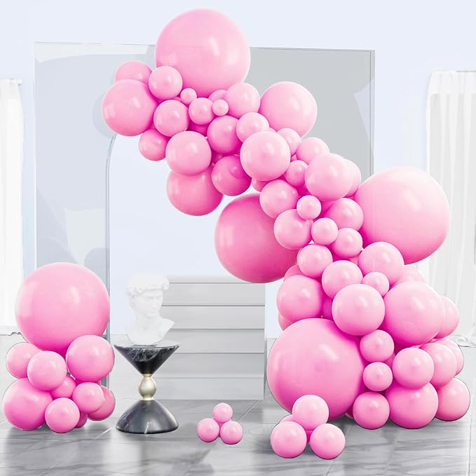 PartyWoo Pink Balloons 140pcs Matte Pink Color 18 12 10 5 Inch | 18 12 10 5 Inch by PartyWoo