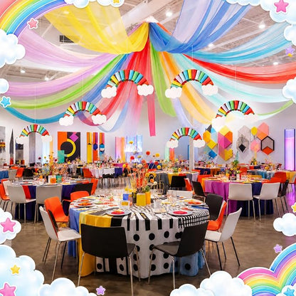 Fanfanwin 241 Pcs Rainbow Ceiling Decoration, 3D Hanging Rainbow Cloud Paper - Image 5