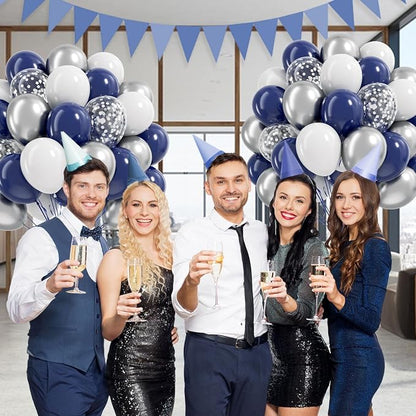 60pcs Navy Blue and Silver Balloons 12inch - Image 7