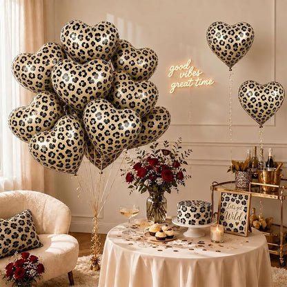 Leopard Print Heart Balloons, Animal Print Heart Shaped Helium Balloon - Image 3